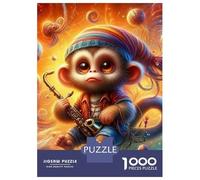 Monkey 1000 Pieces Eco-Friendly Cartoon Monkey with Magical Fiery Background Puzzle Adult Hobbyists Portable Mind Decompression Hours Entertainment 70x50cm/1000pcs