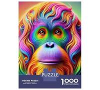 Monkey 1000 Pieces Eco-Friendly Paper Rainbow-furred Monkey with Vibrant Colors Puzzle Adult Hobbyists Portable Mind Decompression Hours Fun 70x50cm/1000pcs