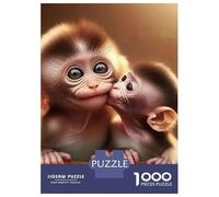 Monkey 1000 Pieces Eco-Friendly Two Baby Monkeys Cuddling on A Branch Puzzle Adult Hobbyists Portable Mind Decompression Hours Entertainment 70x50cm/1000pcs