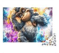 Monkey 1000 Pieces Fluffy Ape Recycled Cardboard Jigsaw Puzzle for Kids 12+ Brain Training Educational Enlightenment Missing Piece Guarantee Value for Money 38x26cm/1000pcs