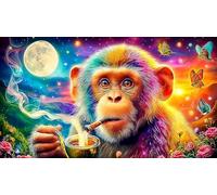 monkey 1000 Pieces Jigsaw Puzzle Recycled Paper Educational Game Challenge Fun Present & Activity for Home for Adults Kids 38x52cm/1000pcs