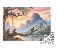 Monkey 1000 Pieces Jungle Apes Recycled Cardboard Jigsaw Puzzle for Kids 12+ Adults Rainy Day Indoor Activity Stress Relief Value for Money 38x26cm/1000pcs