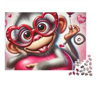 Monkey 1000 Pieces Love Monkey Recycled Cardboard Puzzle for Family Game Night Team Building Educational Enlightenment Casual Gamers Gift 70x50cm/1000pcs