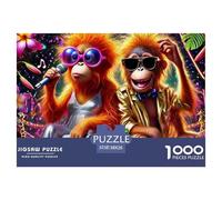 Monkey 1000 Pieces Portable Jigsaw Puzzle Animal Age 3+ Cool Collage Effect, Fun Details, Educational, Challenging 38x26cm/1000pcs