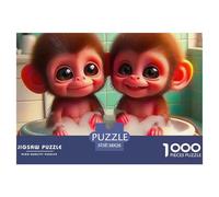 Monkey 1000 Pieces Portable Jigsaw Puzzle Animal Age 3+ Cool Collage Effect, Home Decoration, Educational, Challenging Puzzle Games 38x26cm/1000pcs