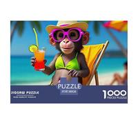Monkey 1000 Pieces Portable Jigsaw Puzzle Animal Age 3+ Cool Collage Effect, Home Decoration, Educational, Challenging 38x26cm/1000pcs