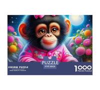 Monkey 1000 Pieces Premium Jigsaw Animal Age 12+ Cool Collage Effect, Home Decoration, Educational, Challenging 38x26cm/1000pcs