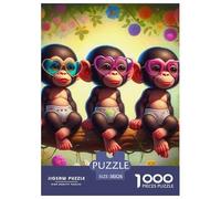 Monkey 1000 Pieces Premium Jigsaw Animal Age 3+ Cool Collage Effect, Home Decoration, Educational, Challenging 38x26cm/1000pcs