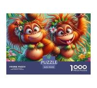 Monkey 1000 Pieces Puzzle for Adults Kids - Hula Monkey Couple Cartoon Fun And Challenging Family Game Educational Game Challenge70x50cm/1000pcs