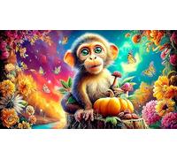 monkey 1000 Pieces Puzzle for The Whole for Women, Gifts for Men Recycled Paper Educational Game Challenge Challenging Puzzles 70x50cm/1000pcs