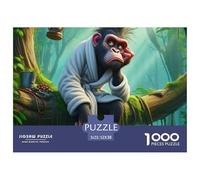 Monkey 1000 Pieces Puzzle Game - Gentleman Monkey Jungle Art The Whole Family Fun And Challenging Activity for Home Decompression52x38cm/1000pcs