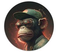 Monkey 1000 Pieces Puzzle Gifts Round Jigsaw Puzzle 1000 Pieces Fun at Home Activities, Birthday Present, Travel Gifts 67.5x67.5cm