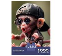 Monkey 1000 Pieces Recycled Monkey in Cap Holding A Camera Puzzle Adults Reusable Stress Relief Challenging Fun Brain Teaser 70x50cm/1000pcs