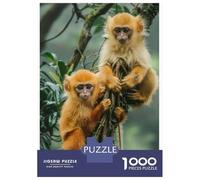 Monkey 1000 Pieces Sturdy Paper Golden Monkeys Perched on A Tree Puzzle Parent-Child Families Home Leisure Unique Artwork Design 52x38cm/1000pcs