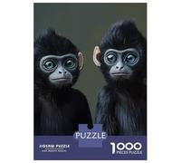 Monkey 1000 Pieces Sturdy Paper Two Black Gorillas Looking Forward Puzzle Family with Kids 8+ Home Wall Art Vibrant HD Printing 70x50cm/1000pcs
