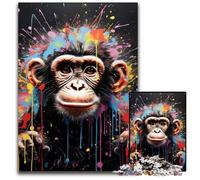 Monkey 1000Pc Adults Jigsaw Puzzle Wooden Jigsaw Brain-Challenging DIY Decorative Game, Family Interactive Toy 50x75CM/19.68x29.52inch
