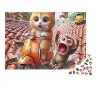 Monkey 1000pc Cat & Monkeys Thick Cardboard Puzzle for Stress Relief Seekers Christmas Gathering Home Decor Collectible Item Value for Money 70x50cm/1000pcs