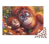 Monkey 1000pc Orangutan Duo Thick Cardboard Puzzle for Stress Relief Seekers Christmas Gathering Home Decor Collectible Item Value for Money 70x50cm/1000pcs