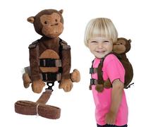 Monkey 2-in-1 Toddler Safety Harness Backpack with Leash - Adjustable Anti-Lost Walking Strap for Ages 3+, Child Safety Harness with Cute Backpack for Boys Girls, Indoor Outdoor Travel (Brown)