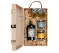 Monkey 47 Gin & Luxury Nibbles Wooden Gift Box Set Hamper Gifts for Her Him Colleague Couples | Congratulations | Birthday | Thinking of you | New Home