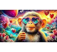 monkey Adult Jigsaws 1000 Pieces Challenging Puzzles Educational Game Decompression Puzzles for Adults Kids Great Gift Idea 70x50cm/1000pcs