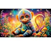 monkey Adult Jigsaws 1000Pc Educational Game Decompression Fun Present & Activity for Home for Adults and Kids Age 12 Years + 38x26cm/1000pcs