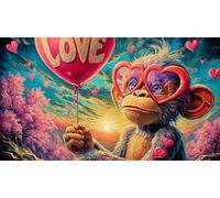 monkey Adult Jigsaws 1000Pc Educational Game Decompression Fun Present & Activity for Home for Adults and Kids Age 12 Years + 38x52cm/1000pcs