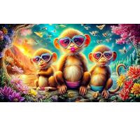 monkey Adult Jigsaws 1000Pc Fun and Challenging Family Game Puzzle Game Educational Game Challenge for Adults 38x26cm/1000pcs