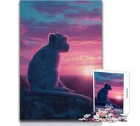 Monkey Aesthetic Sunset Puzzle for Adults 1000 Pieces Focus Building Educational Activity for Festive Occasions Size 50x75cm