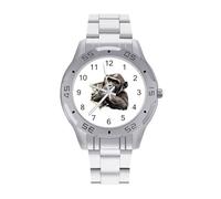Monkey and 100 Dollar Bill Quartz Wrist Watch Stainless Steel Watches for Men Women Easy to Read