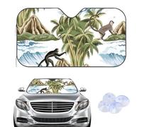 Monkey and Palm Tree Windscreen Cover Sunshades, Frost Car Winter Windscreen Cover, Car Accessories Frost Gifts for Men Protector Windshield for Suv Van (135× 60 cm)