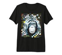 Monkey Animal Lover Glitch Art Cool Zoo Wildlife Retro Premium T-Shirt