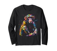 Monkey Animal Zoo Colourful Animal Motif Art Monkey Long Sleeve T-Shirt
