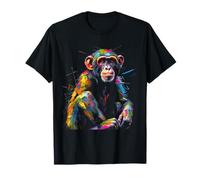 Monkey Animal Zoo Colourful Animal Motif Art Monkey T-Shirt