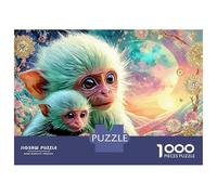 Monkey Babies 1000 Pieces Jigsaw Puzzles Engaging Home Decoration Monkey & Baby in Flowers Jigsaw Puzzles Beautiful Decoration for Adults And Kids 38x26cm/1000pcs
