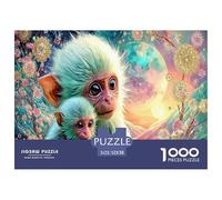 Monkey Babies Puzzles for Adults Gifts 1000 Pc - Baby Monkey Magical Forest Jigsaw Puzzle Fun Present & Activity for Home Wall Decor52x38cm/1000pcs
