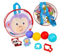 Monkey Backpack 9.5" - 9Pcs Dough Playset, 4oz Colorful Clay, BPA-Free Cutters, Preschool Craft Toy, Creative Gift for Kids, Boys, Girls, Travel-Friendly