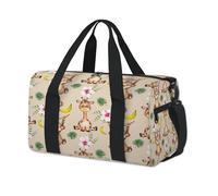 Monkey Banana Flower Leaf Sport Duffel Bags for Kids Girls Boys Women Men Cute Monkey Overnight Weekender Travel Bag Tote Carry Gym Casual Duffel Bags
