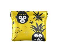 Monkey Banana Pineapple Star Vintage Pattern PU Leather Change Purse Convenient Card Key Organizers for Lady, Monkey banana pineapple star vintage pattern, One Size, Print Art