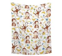 Monkey Bananas Throw Blanket Gift for Girls Boys Kids Monkey Alphabet Lovers -Super Soft Flannel Blanket for Sofa Bed Travel- Plush Warm Cozy Home Decor for All Seasons, 30"x40"for Baby/Pets