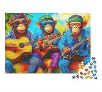 Monkey Band 1000 Piece Jigsaw Puzzle Musicians Apes Recycled Cardboard for Puzzle Collectors Mindfulness & Relaxation 70x50cm/1000pcs