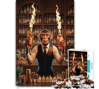 Monkey Bartender with Flaming Liquor Bottles Jigsaw Puzzle, 1000 Piece | Enjoy a paper puzzle activity on Sunday afternoons for rewarding progress.