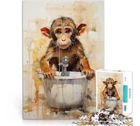 Monkey Bath Time1000 Pieces Jigsaw Puzzles for Adults Learning Educational Toys Family Games A Work of Art 38x26cm