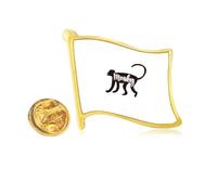 Monkey Black And White Animal Golden Metal Flag Lapel Pin Badge