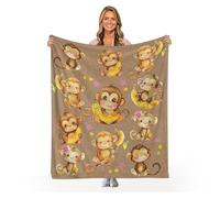 Monkey Blanket Throw Monkey Banana Blanket Decor Monkey Gifts Super Warm Soft Plush Lightweight Fleece Flannel Blanket Bedding for Kids Adults Women 50"x40"