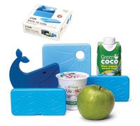 Monkey Business Back to Cool Ice Pack Set, 4 Reusable Ice Packs for Lunch Boxes and Cooler Bags, Colorful Camping Refillable Ice Pack for Food (Whale Set)