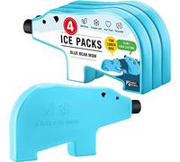 Monkey Business Bear Ice Packs Cute Ice Packs/Reusable Long Lasting Lunch Bag Coolers/Fun Coolers Perfect for Your Kid's Lunch Box/Super Saver Blue Bear Mom (Pack of 4)