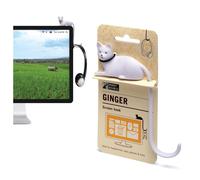 Monkey Business Ginger The Cat Tail Hook for Computer Screen, Tight Spaces, Hang Keys, Accessories in Easy Reach (White)