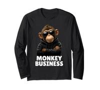 Monkey Business in Leather Jacket and Sunglasses. Long Sleeve T-Shirt