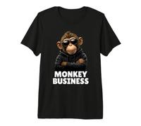 Monkey Business in Leather Jacket and Sunglasses. Premium T-Shirt